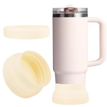 Imagem de Oddyami Bota de silicone com laço bege para Stanley Tumbler H2.0 850 g 1,134 g e IceFlow 590 ml 850.5 g & Owala 680.4 g & Hydro Flask garrafa de água 340.2-680.4 g capa de manga inferior protetora