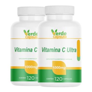 Imagem de Kit 2 Vitamina C 1000mg 240 Cápsulas - Ácido Ascórbico - Suplemento Alimentar em Cápsulas - Verde Cápsula