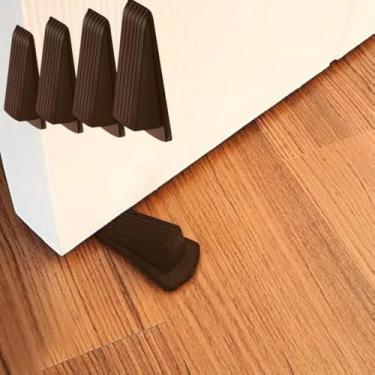 Imagem de 4 pacotes de batentes de porta de borracha, batentes de porta para parte inferior da porta para carpete porta resistente, para parte inferior da porta em azulejo, concreto, carpete (marrom)