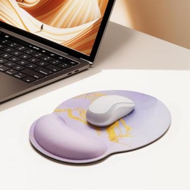 Imagem de Mouse pad de escritório com suporte de pulso em gel – Mouse pad ergonômico para jogos, descanso de pulso com base de borracha antiderrapante para escritório, laptop, computador