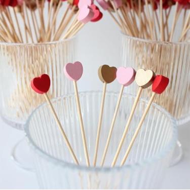 Imagem de 100 palhetas decorativas, descartáveis, feitas de bambu, para alimentos, bebidas, festas de frutas, acessórios para tabuleiros de charcutaria.