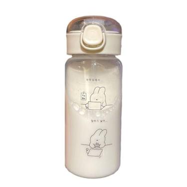 Imagem de Copo de chá esportivo 520 ml garrafas de água de plástico criativas à prova de derramamento fofas com canudos