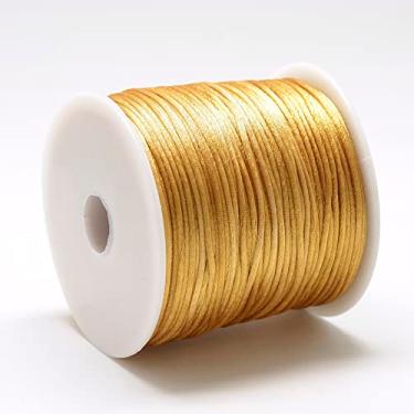 Imagem de Fio de nylon acetinado de 1 mm para fabricação de joias, acabamento de contas brilhantes e sedosas, tranças, aparar, enrolar, artesanato, pulseiras de macramê Kumihimo, Goldenrod