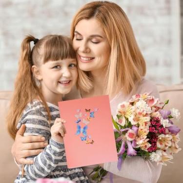 Imagem de 1 peça de cartão de felicitações extravagante borboleta pop-up requintados cartões dobráveis 3D coloridos cartões de felicitações borboleta com envelope para aniversário, dia das mães, pensando em