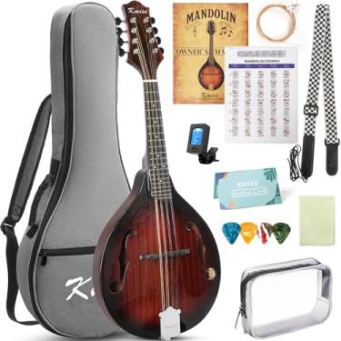 Imagem de Instrumento musical bandolim estilo A, kit de instrumentos acústicos bandolim 8 cordas para iniciantes profissionais adultos adolescentes jovens crianças (estilo acústico marrom, 8 cordas)