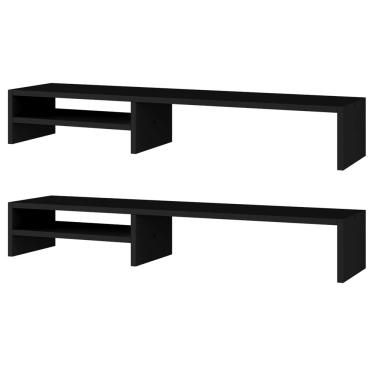 Imagem de Kit 02 Suportes Stand-Pro Base Para Monitor Soft Elevado 95cm em MDF com 01 Prateleira - Desk Design