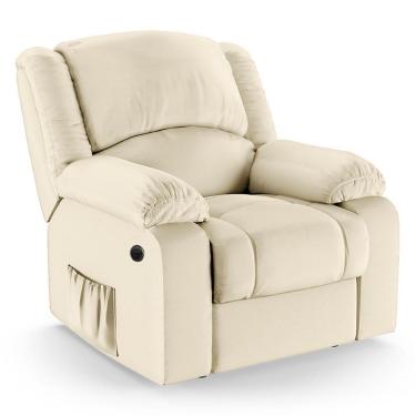 Imagem de Poltrona Do Papai Reclinável Melim Elétrica Led Massagem Pu Fh1 Bege