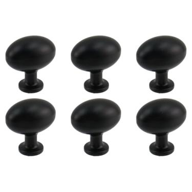 Imagem de Tighall 6 maçanetas ovais de armário, puxadores de gaveta de liga de zinco para armário de cômoda, design elegante, armário de cozinha, banheiro, cômoda, armário (preto fosco, ovo de pombo)