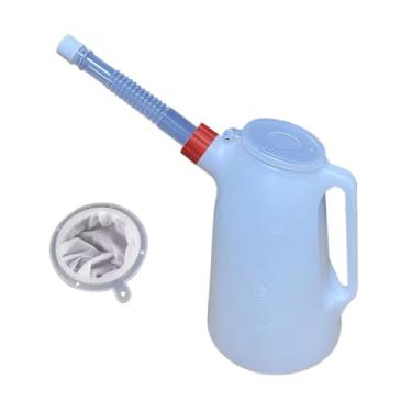 Imagem de KiBcsLic Jarra medidora de óleo com bico longo, dispensador de óleo de motor com filtro, versátil e com tampa, para uso em garagem, automóveis e motocicletas, 2l