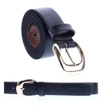 Imagem de Vicky - Cinto Femino Couro Legítimo Preto Fivela Dourada-Feminino