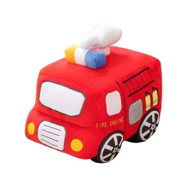 Imagem de Caminhão de bombeiros de pelúcia Soft Cartoon de 35 cm para crianças -