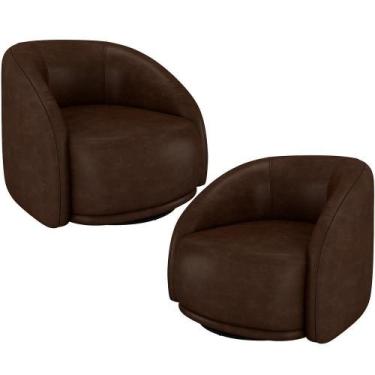 Imagem de Kit 02 Poltronas Decorativas Giratória Angelina M03 material sintético
