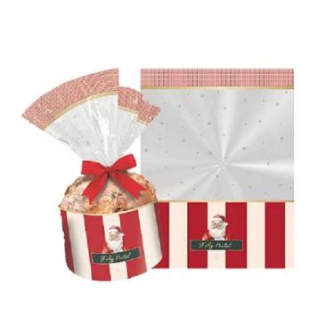 Imagem de Saco Para Panettone 250g Charm Natalino Cromus Natal + Laço + Fecho 20