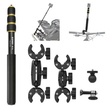 Imagem de Kit de montagem de câmera de motocicleta compatível com DJI Osmo 360, suporte de guidão de grampos duplos de bicicleta com bastão de selfie invisível de 109 cm compatível com Insta360 X5-X para UTVs e