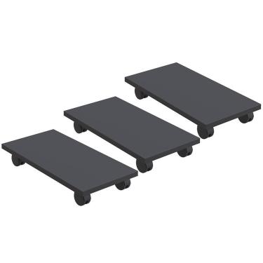 Imagem de Kit 03 Suportes Para Cpu Com Rodízios Cyber L03 Preto