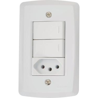 Imagem de Conjunto 4x2 Com 2 Interruptores Simples 10 A 250 V E 1 Tomada 2p+t 20 A 250 V Lux2 Branc
