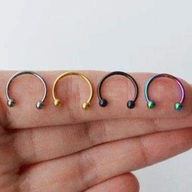 Imagem de Ferradura titânio rosca interna com bolinhas rosqueáveis - no-brand, 8