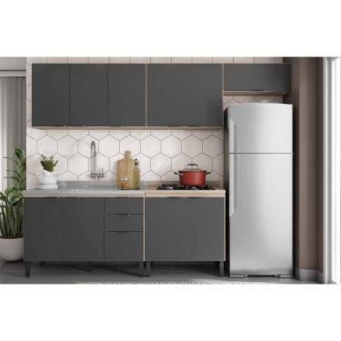 Imagem de Cozinha Completa Firenze 5 Peças (3aéreos+2balcões) C5p156 Avena-grafito - Demóbile