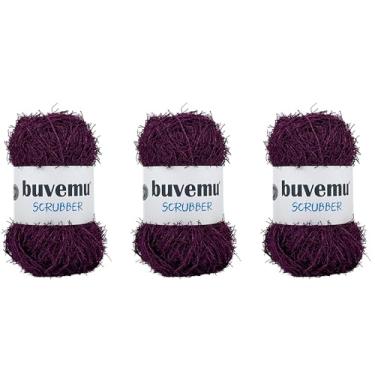 Imagem de Buvemu Fio de limpeza para crochê, panos de prato de tricô, itens artesanais, 100 gramas (100 g) 80 metros (BlackBerry) (3 novelos)