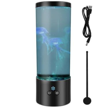 Imagem de ZFLYCANP Lâmpada vulcânica de água-viva, lâmpada de mudança de cor para aquário de água-viva, opção alimentada por USB, 7 modos gradientes de cores, decoração para quarto, luz de humor para relaxar