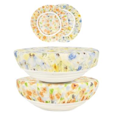 Imagem de BERBAM Capas reutilizáveis para tigela à prova de pão (2 grandes) - Capas de tigela de cera de abelha de algodão reutilizáveis com borda elástica, tampa de tigela de fermento para armazenamento de