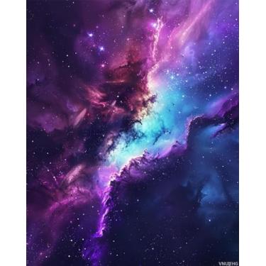 Imagem de VNUIEHG Kit incrível de pintura de galáxia por números para adultos, pintura estética moderna por número em tela, kits de pintura a óleo digital de arte abstrata adequados para decoração de parede de