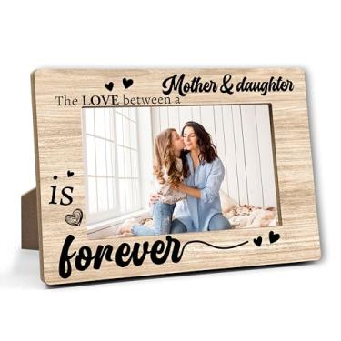 Imagem de DRWJPAT Porta-retrato para mãe, mãe e filha, presente de filha, Natal, aniversário, Ação de Graças, Dia das Mães, 10 x 15 cm, lembrancinhas de decoração de madeira para mamãe - A10
