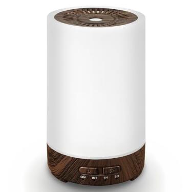 Imagem de Difusor de óleo essencial, pequeno difusor de aromaterapia portátil de 150 ml, difusor de aroma de fragrância doméstica com luz LED de 7 cores, umidificador ultrassônico de névoa fria/revitalizador de