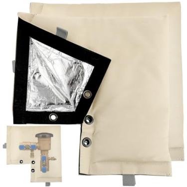 Imagem de Bolsa com 2 peças, tampa de pressão isolada, refluxo a vácuo, tampa isolada para aspersor de válvula, capa de bomba de 5 camadas de água, inverno, neve, capa protetora, chuva, vento, sol