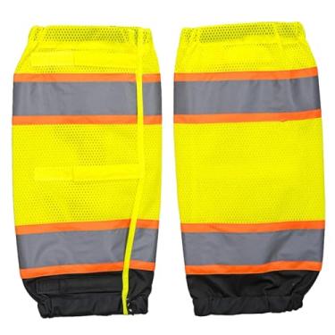 Imagem de Pacote com 2 polainas refletivas para caminhadas e ciclismo, malha respirável de comprimento médio ajustável, design de alta visibilidade