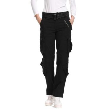 Imagem de Calças cargo Mesinsefra femininas casuais militares pretas tamanho 6