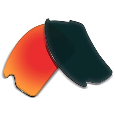 Imagem de Biyxpiv Lentes de substituição de 1,5 mm compatíveis com óculos de sol Oakley Flak 2.0 XXL OO9488 63 mm, antirriscos, Espelhado vermelho laranja