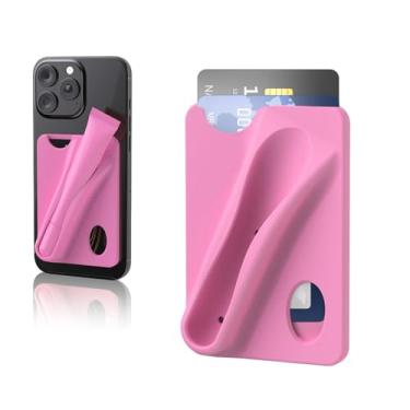 Imagem de Rookii Capa de telefone com suporte de brilho labial, suporte de cartão adesivo de silicone para telefone com suporte de brilho labial, linda capa de telefone carteira e brilho ou protetor labial