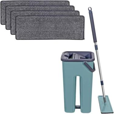 Imagem de Mop Profissional com Sistema de Limpeza 360 Graus, Vassoura e Rodo Plano com 4 Refis de Microfibra, para Esterilização e Limpeza