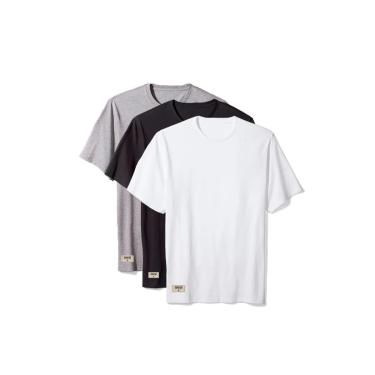 Imagem de Kit 3 Camisetas Boliva 100% Algodão Masculina Branca Preta e Cinza Mescla-Masculino