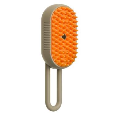 Imagem de Escova Profissional para Pets, Recarregável USB, Plástico ABS, Laranja, 3 em 1, Retangular, 35cm x 6cm, com Vapor, para Cães e Gatos