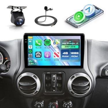Imagem de 4 + 128 G Android carro estéreo Jeep Wrangler JK 2007-2018 Dodge Ram 1500 2500 3500 Grand Cherokee Wireless Carplay Android Auto, tela de rádio na célula de 10,1 polegadas GPS/Bluetooth/FM RDS/EQ