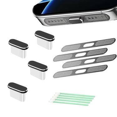 Imagem de Gobelieve Pacote com 4 plugues USB C para poeira com alto-falante compatível com iPhone 15/16 Pro/Plus/Pro Max - Kit de proteção contra poeira (preto)