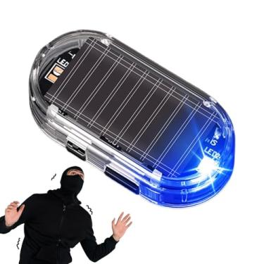 Imagem de Luz de alarme solar antifurto para carro, lâmpada LED de segurança interna | Alarme simulado antirroubo LED piscante luz de segurança de segurança para interior automotivo