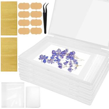 Imagem de Coldairsoap Conjunto de armazenamento de flores secas com papel mata-borrão, saco ziplock, pinças e adesivos de letras, kit de preservação de flores para manter a cor da flor e seca para artes e