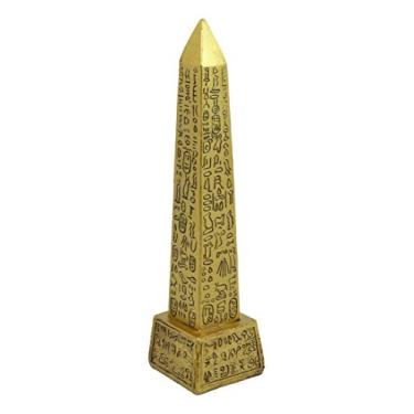 Imagem de Ebros Gift Deuses do Egito Templo de Ra Obelisco Luxor colorido dourado com estátua de hieróglifos 18,4 cm de altura Estatueta da Torre dos Obeliscos Egípcio