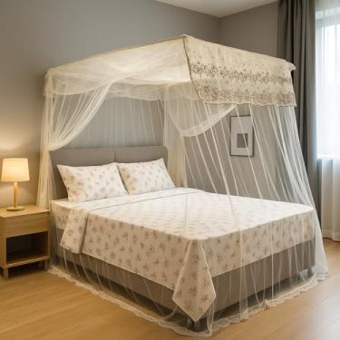 Imagem de Mosquiteiro Casal Sem Armação Para Cama | Tela Antimosquito Leve e Ventilada(Branco)