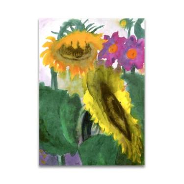 Imagem de RYLJCZ Pinturas famosas abstratas. Pôsteres e impressões de arte de Emil Nolde (girassóis maduro). Reprodução em tela. Quadro decorativo para sala de estar. (60 x 90 cm (23,5 x 35,5 polegadas/sem