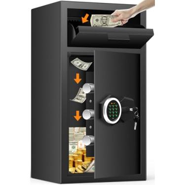 Imagem de Seguro de 3,6 Cubos grandes para negócios, à prova de fogo, cofres de depósito antirroubo com ranhura para queda, gaveta, teclado digital e chaves de reserva, cofre resistente para armazenamento de