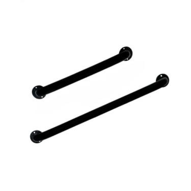 Imagem de Kit 2 Barras Alças de Apoio com Corrimão para Segurança no Banheiro e Apoio de Mão- Suporte Segurança Retrátil Ajustável - Alumínio Fosco Preto - Ideal para Idosos(Preto,KIT 2-60cm / 80cm)