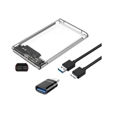 Imagem de Case Externo Para SSD/HDD SATA De 2,5 Polegadas USB 3.0 Tipo C Transpa
