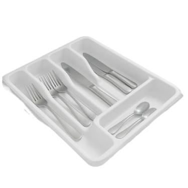 Imagem de Organizador De Talheres Para Gaveta, Organizador De Talheres DuráVel Com DivisóRias(3,PORTA TALHER BRANCO)