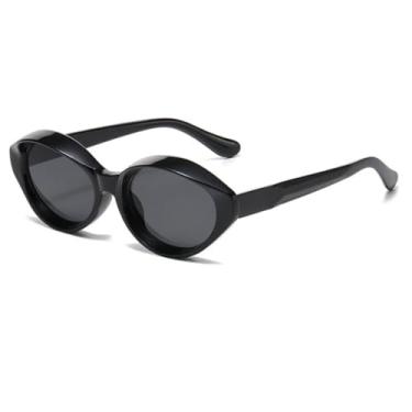 Imagem de Óculos de Sol Redondos de Luxo Estilo Vintage Punk UV400 para Dirigir ao Ar Livre, Moda Popular para Homens e Mulheres (Preto-Preto)