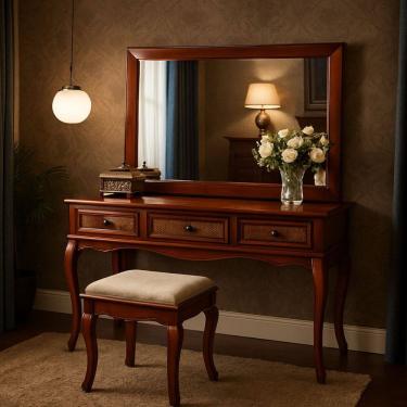Imagem de Penteadeira Rústica com Espelho e Banqueta Aurora Solare