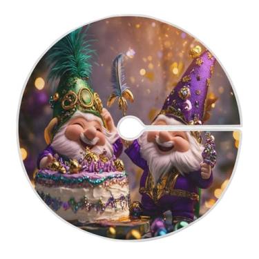 Imagem de Qilmy Saia de árvore de Natal de gnomo fofo de carnaval 120 cm, saia de camurça para árvore de Natal adequada para decoração de armário em ambientes internos e externos, festas, escritórios, lojas